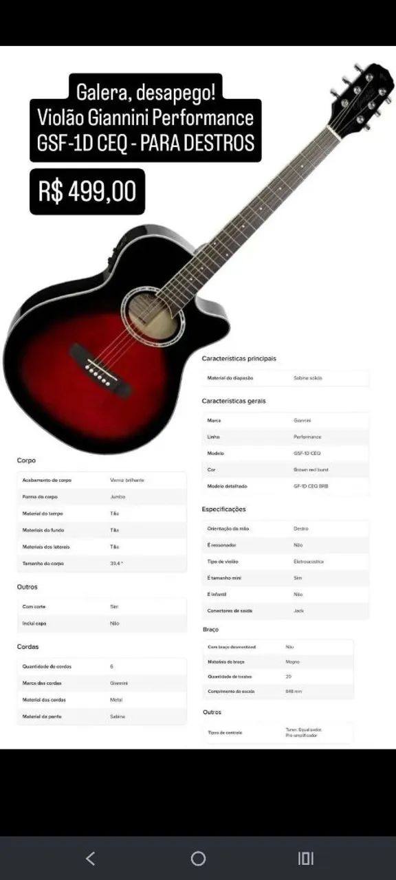 Violão Gianini Eletro Acústico 