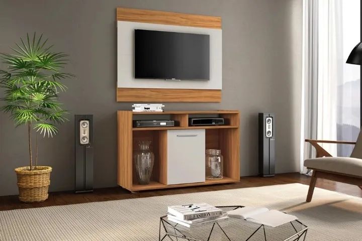 CONJUNTO RACK + PAINEL P/ 43 POL NOVO MONTAGEM GRATUITA
