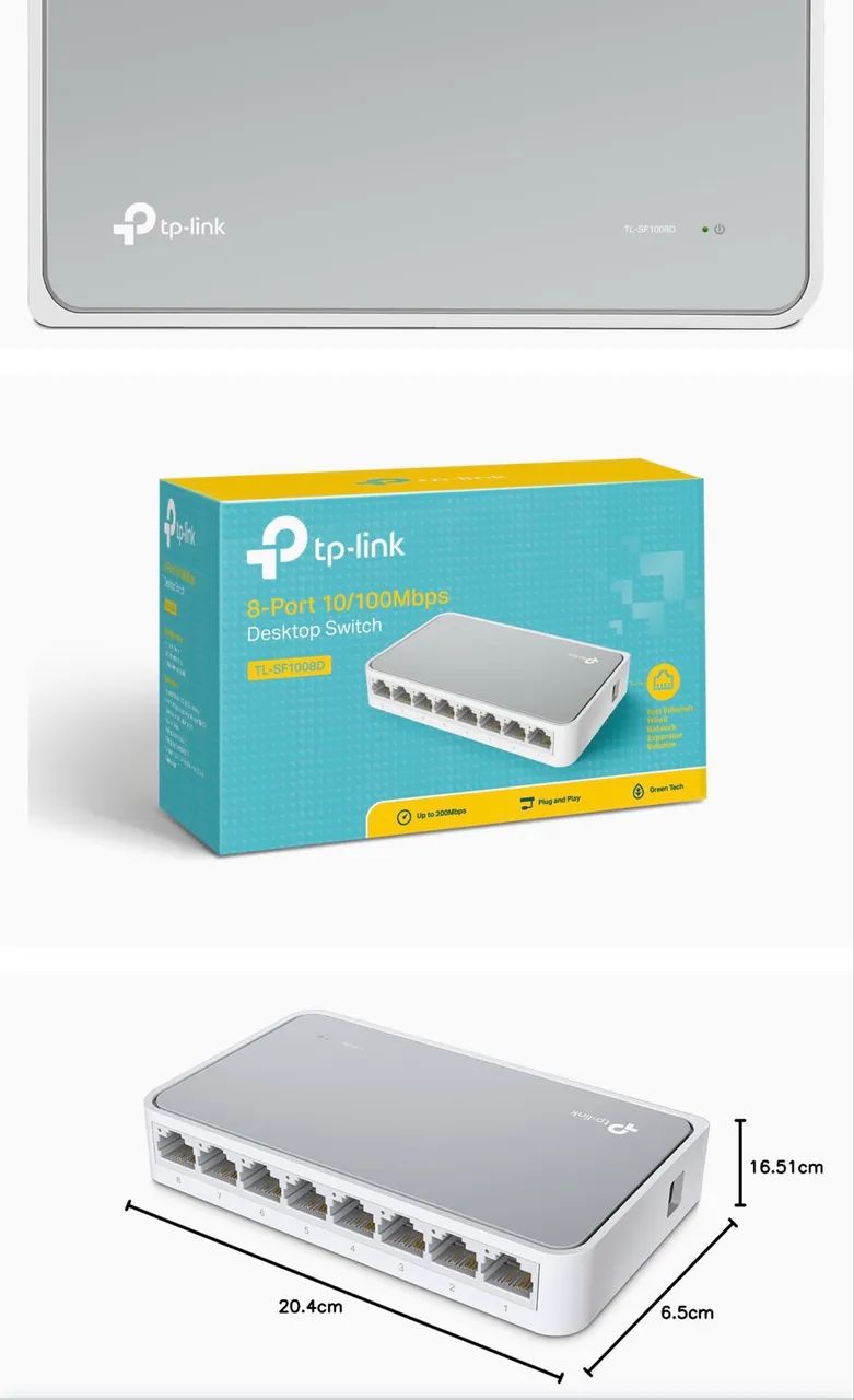 Switch HUB de mesa 8 portas 10/100 TP-Link TL-SF1008D - Foto 2