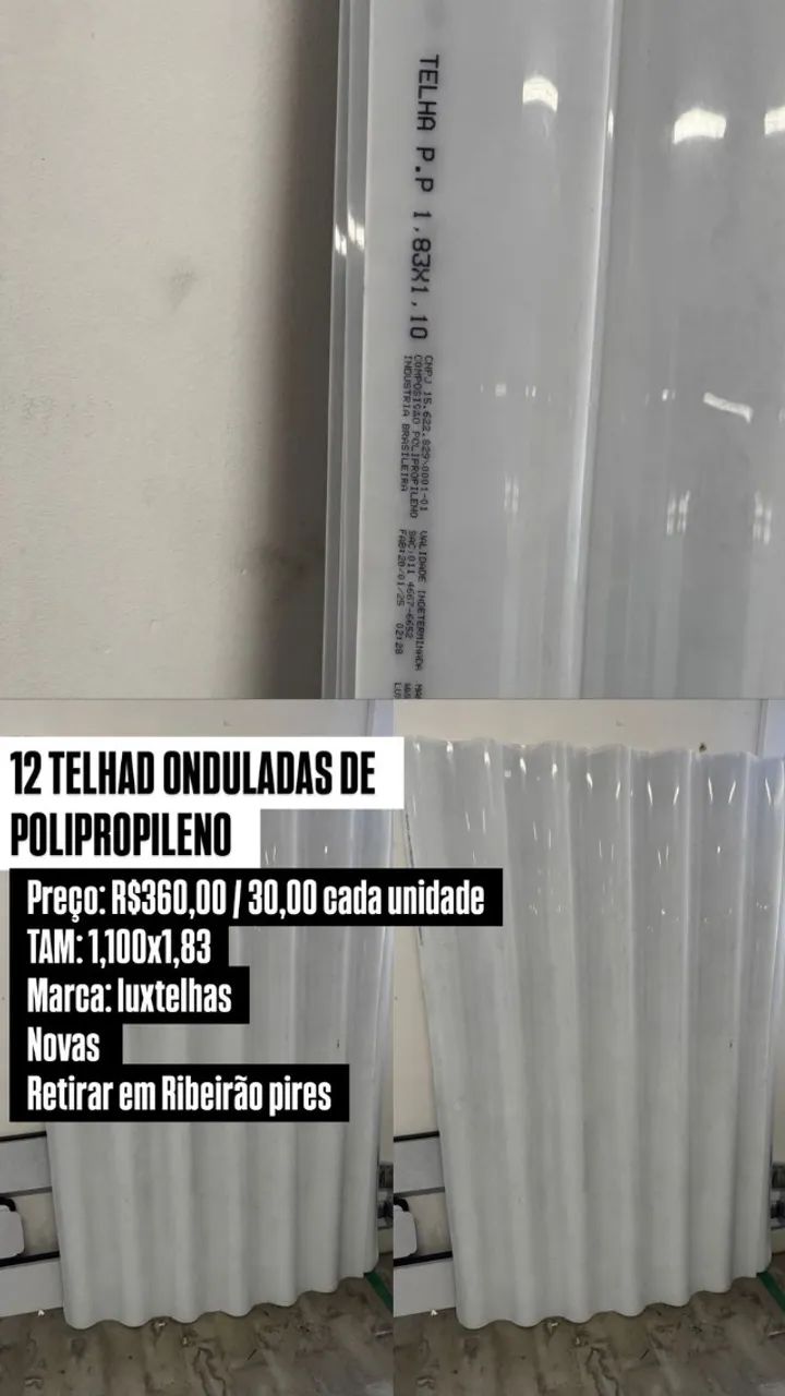 12 Telhados Onduladas de Polipropileno
