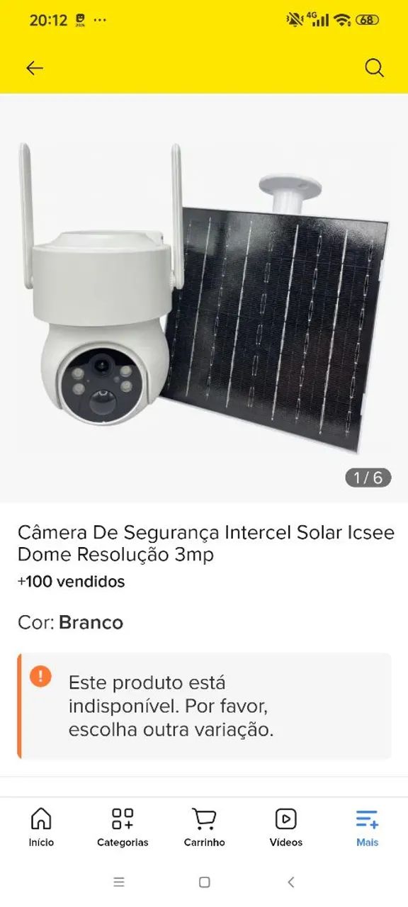 Câmera de vigilância com placa solar