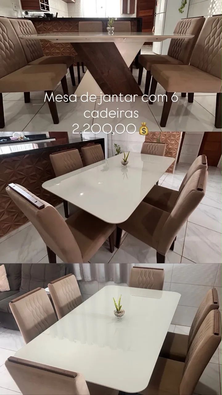 Conjunto de mesa de jantar com 6 cadeiras  - Foto 3