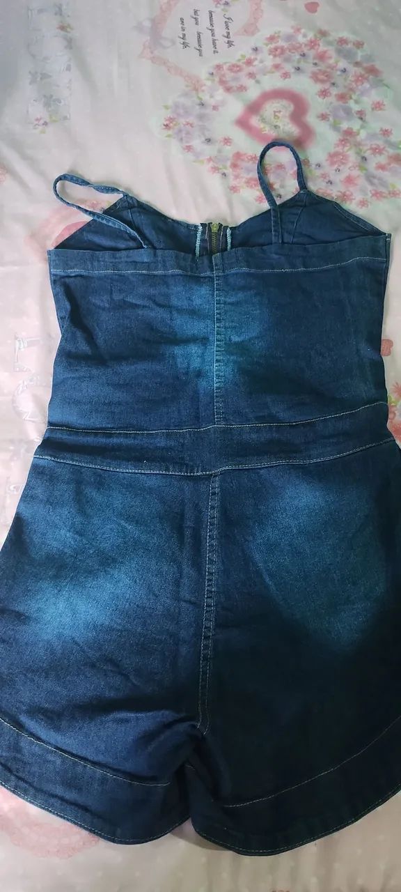 Macacão jeans tamanho G veste até 42 - Foto 4