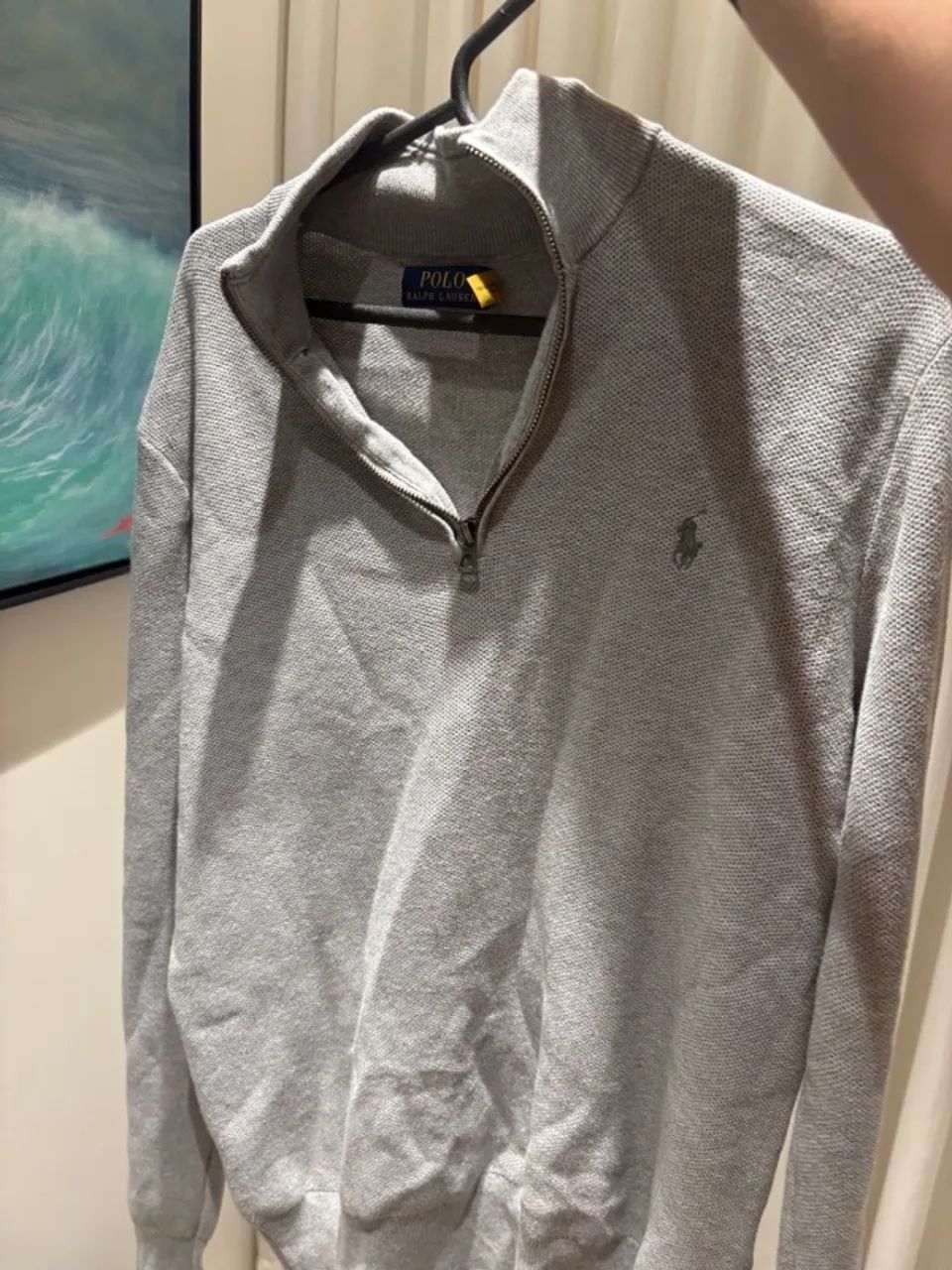 Suéter Quarter zip cinza Polo Ralph Lauren - Foto 4