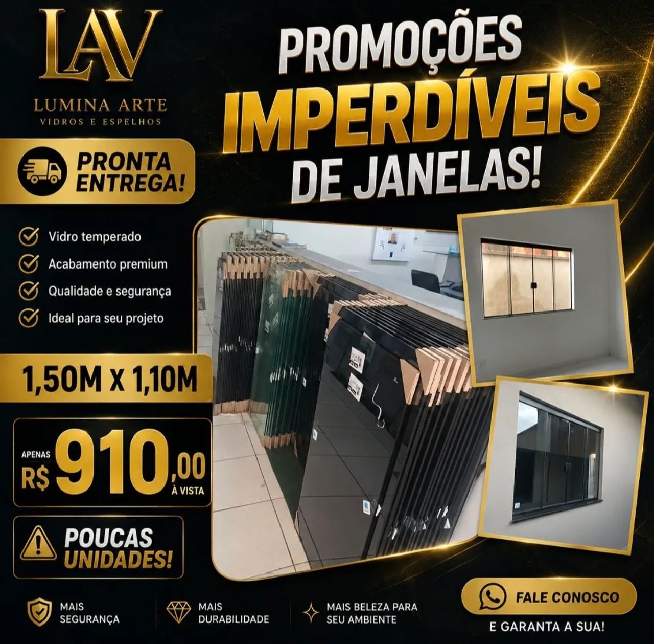 JANELA 4 FOLHAS FUMÊ 8MM 150X110 Corre poucas unidades 