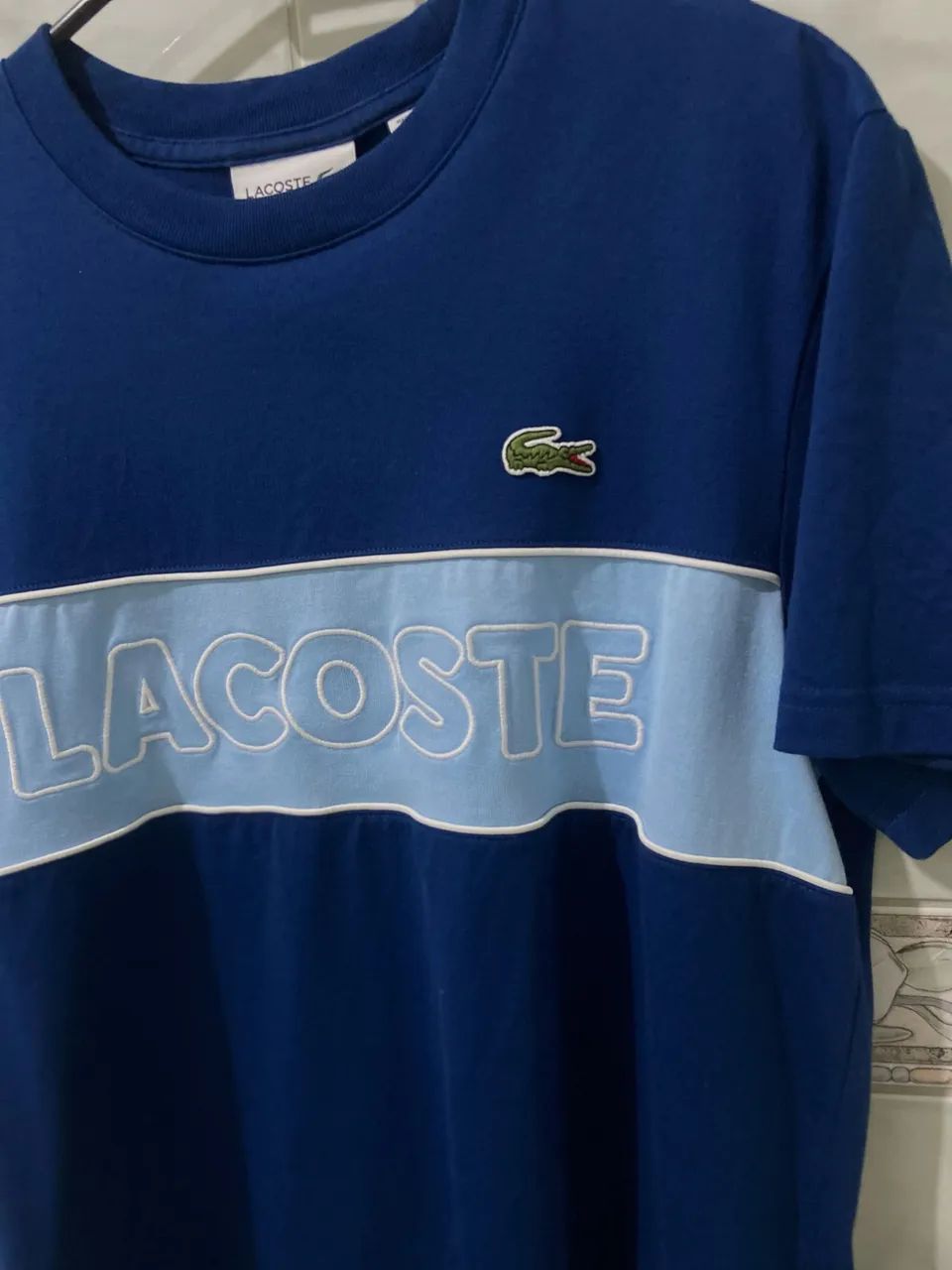 Camiseta Lacoste Azul - Nova  - Foto 4