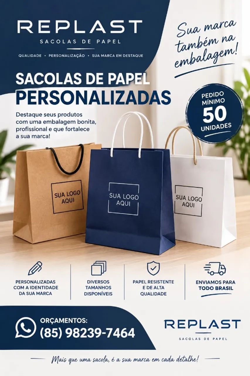 SACOLAS DE PAPEL PERSONALIZADAS COM A SUA LOGO! ?