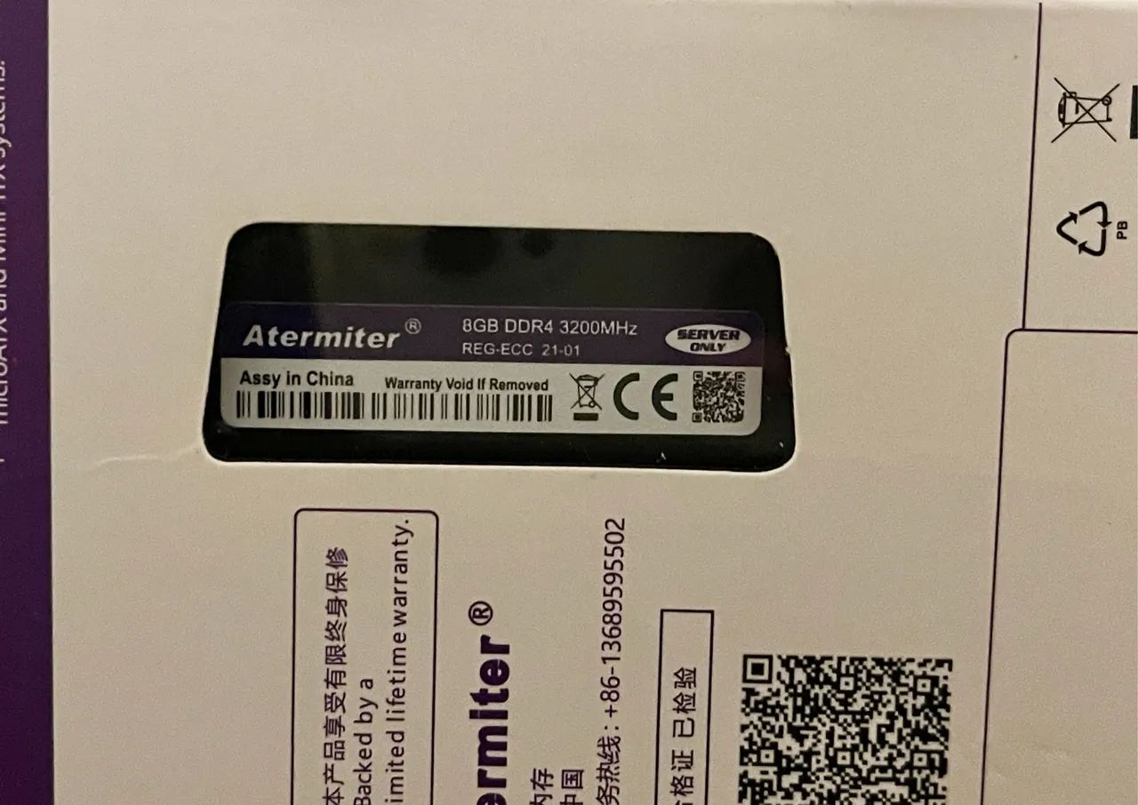 Memória RAM Atermiter 16gb(2x8gb) DDR4 3200MHz REG-ECC (Server/Xeon) - Foto 3