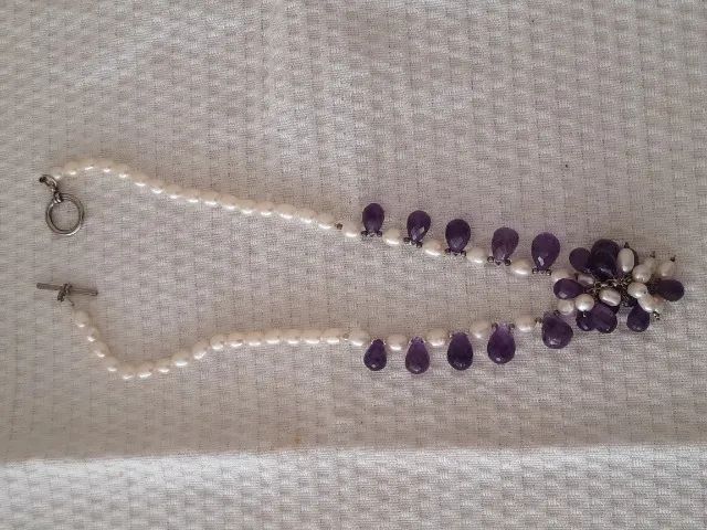 Colar de pérolas com ametistas  - Foto 4