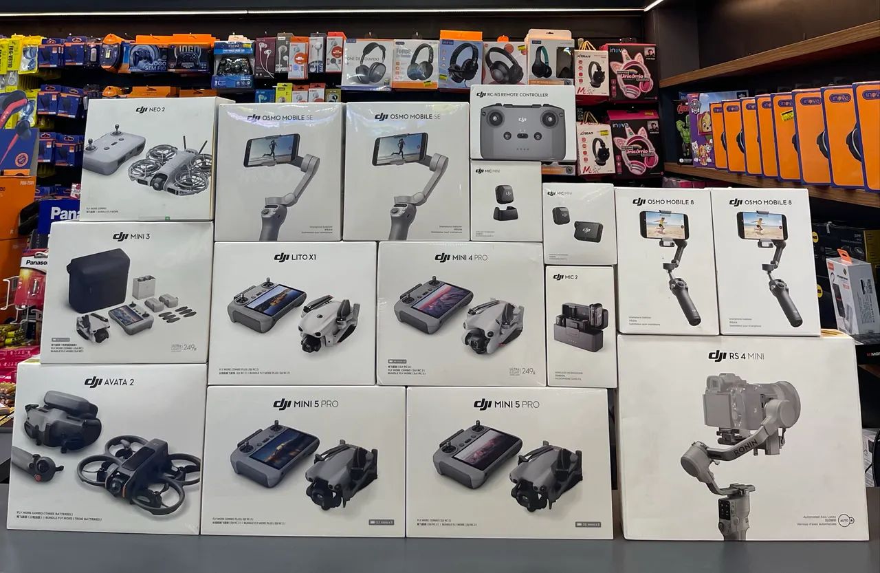 PRODUTOS DA MARCA DJI /DRONES/ESTABILIZADORES/MICROFONES E CONTROLES ?
