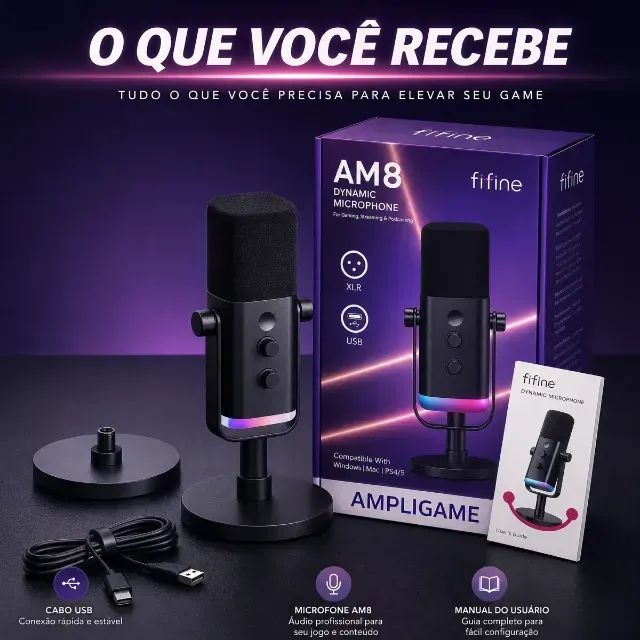 Microfone FIFINE AM8 RGB USB/XLR - Foto 5