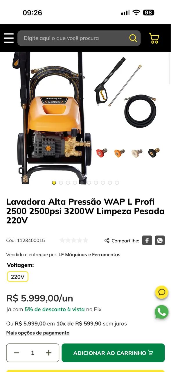 Wap de alta pressão 2500 PSI  - Foto 3