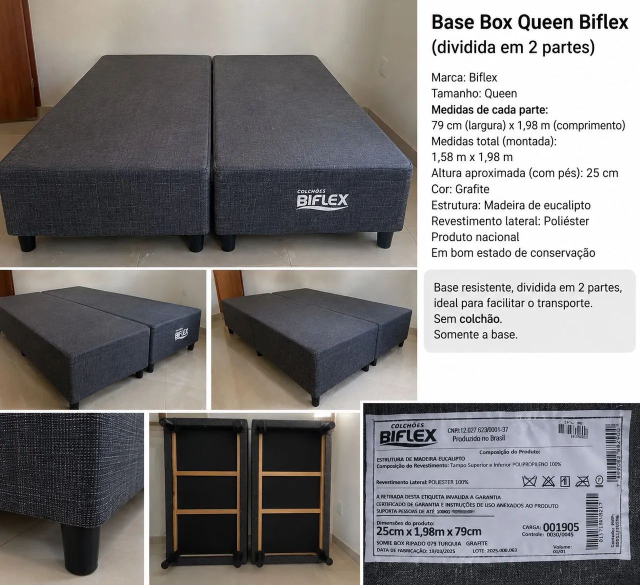 Base Box Queen Biflex Grafite - Foto 2
