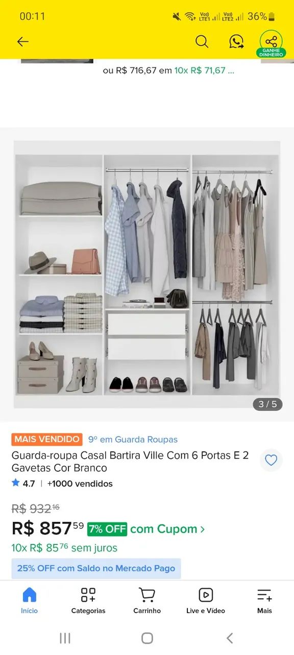Guarda roupa 6 portas - Foto 2