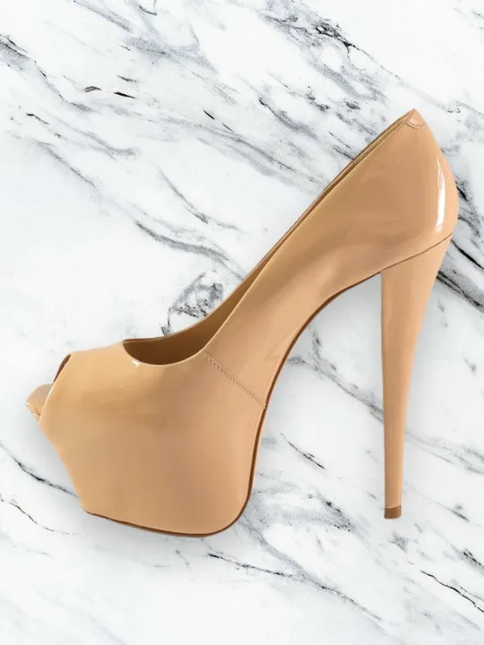 Sandália Schutz Peep Toe Salto Alto Bege