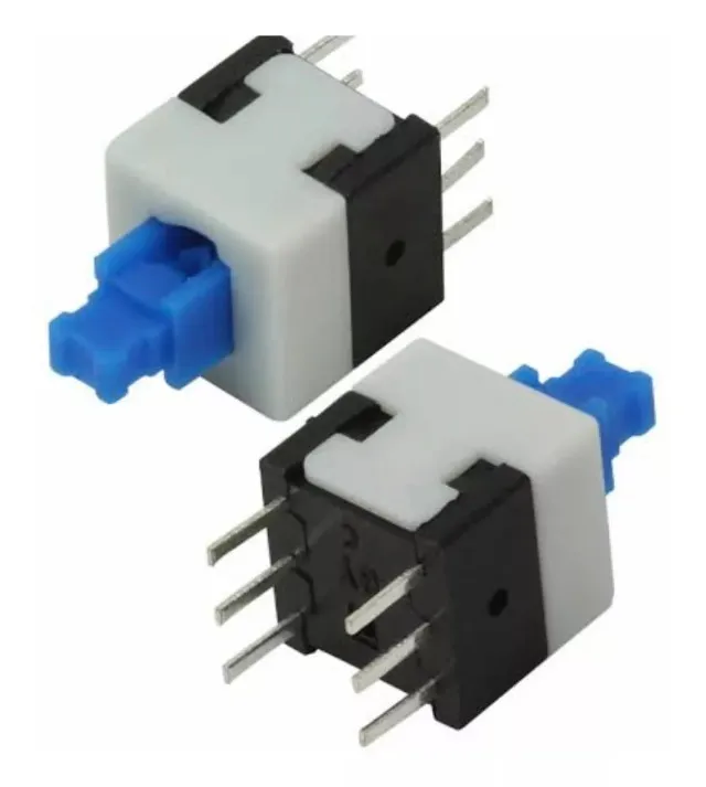 Chave Push Button 6 Pinos 8,5mm S/trava 25un Cart Registrada