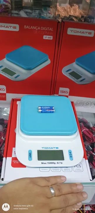 Balança Culinária, Dieta, Comércio pesos em geral Tomate SF-440 pesa até 15kg azul