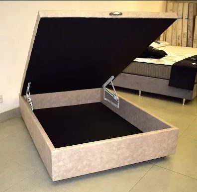 Cama box bau casal tecido em linho a pronta entrega 