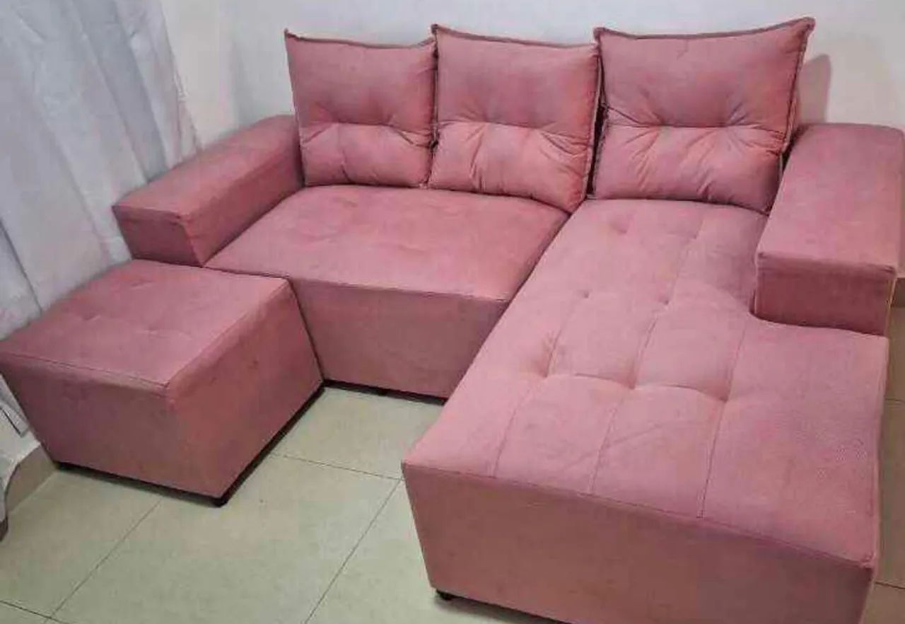 Sofá de canto com Chaise com puff $750,00 novo entrega grátis - Foto 4