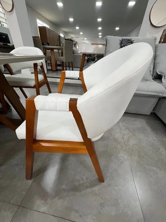 Black Friday Cadeira Poltrona de Jantar Linho Cru - Foto 3