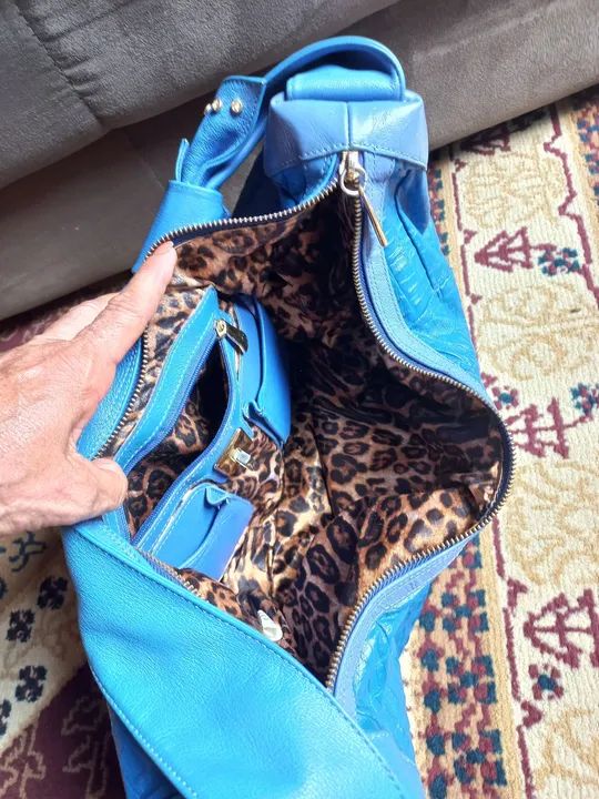 Bolsa Azul de Couro - Foto 2