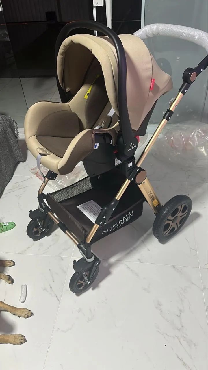 Carrinho com Moisés várias posições + bebê conforto