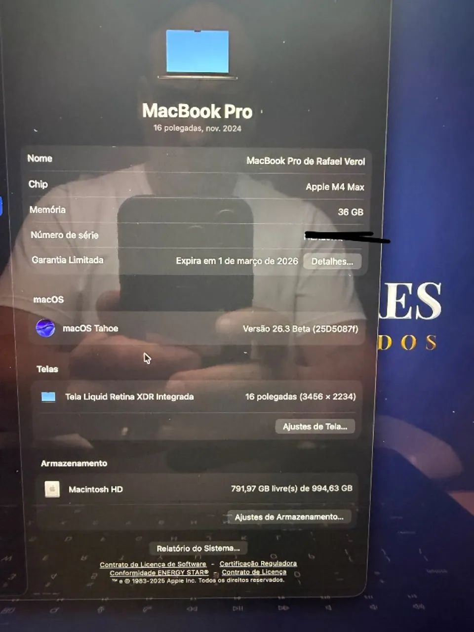 MacBook Pro Max M4, 36 GB, 1 Tera de Memoria, Garantia Apple até Março - Foto 3