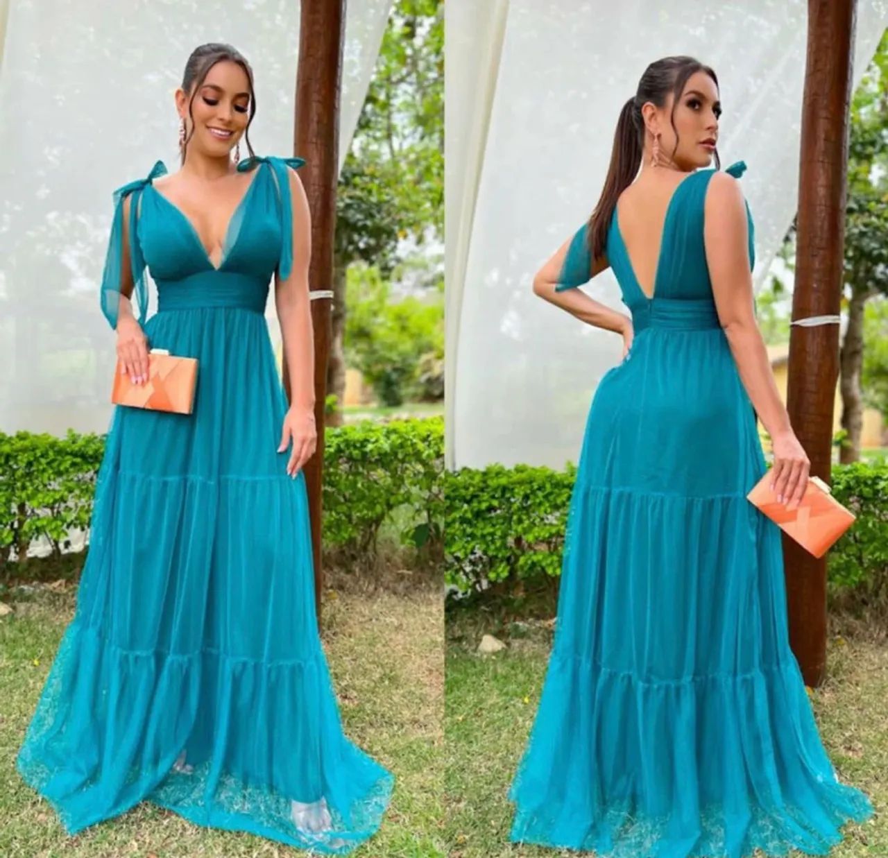 VESTIDO DE FESTA PRATICAMENTE NOVO - COR LILÁS/LAVANDA 