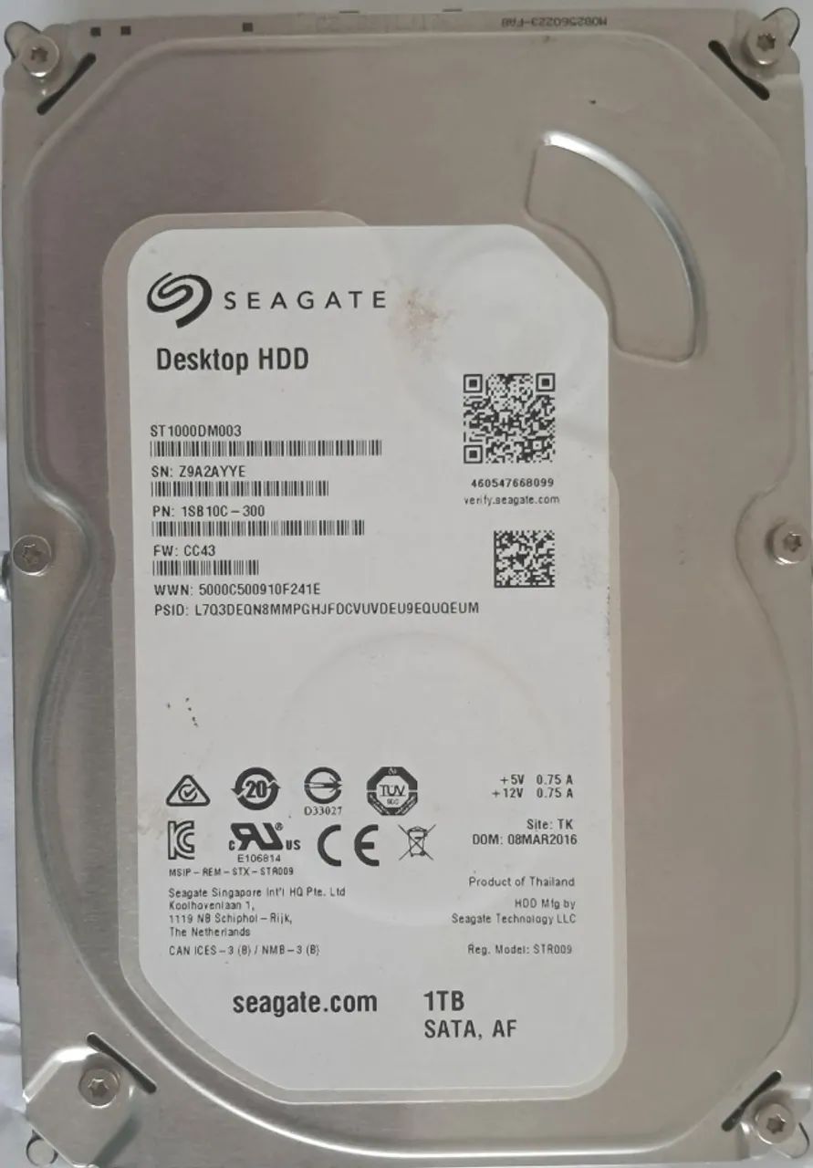 Hdd Seagate Barracuda St1000DM003 - 1tb - Usado