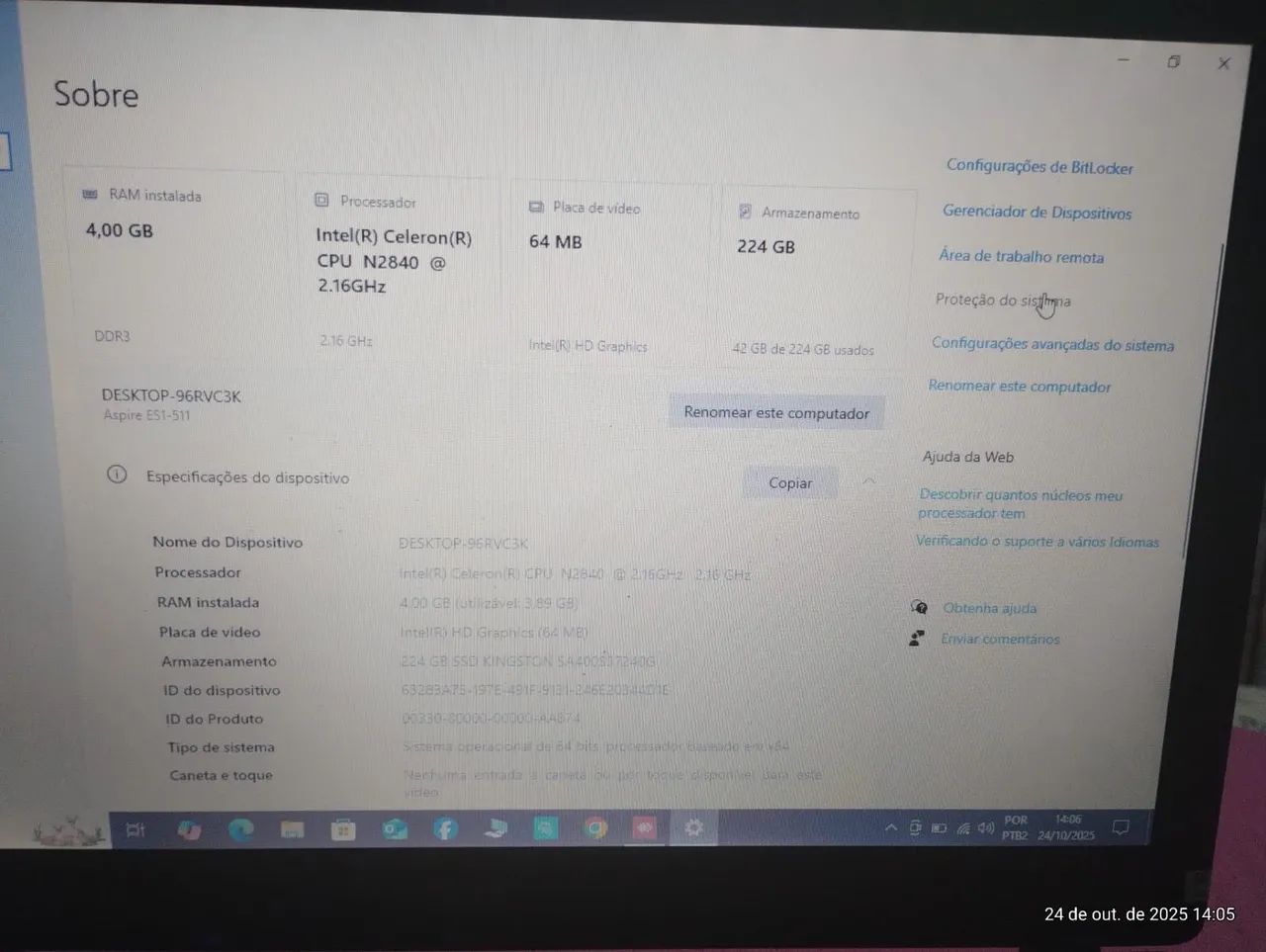 Notebook acer 64264606675203125