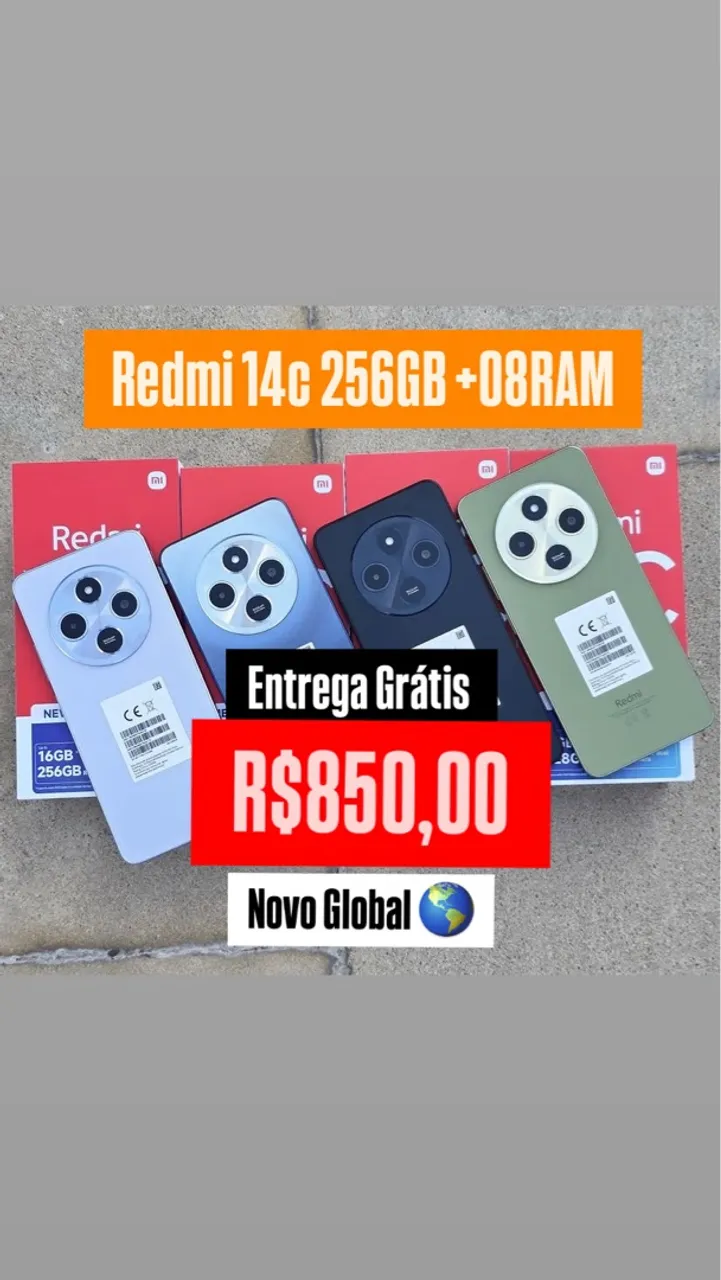Celular Redmi 14c 256Gb + 08Ram Lacrado Global Entregamos