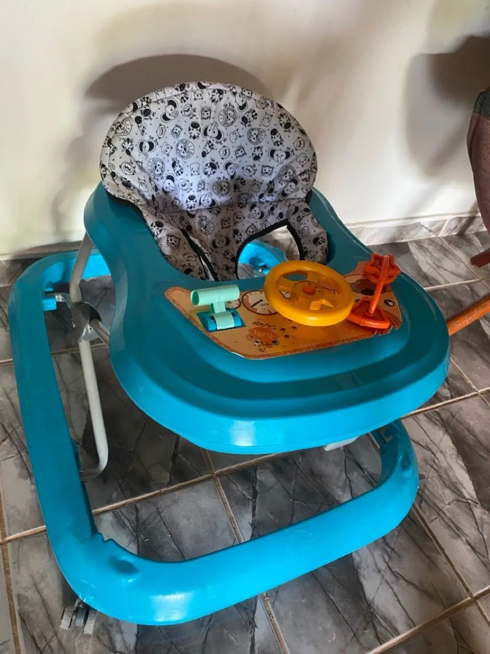 Andador Infantil Bebê - Azul com Desenhos