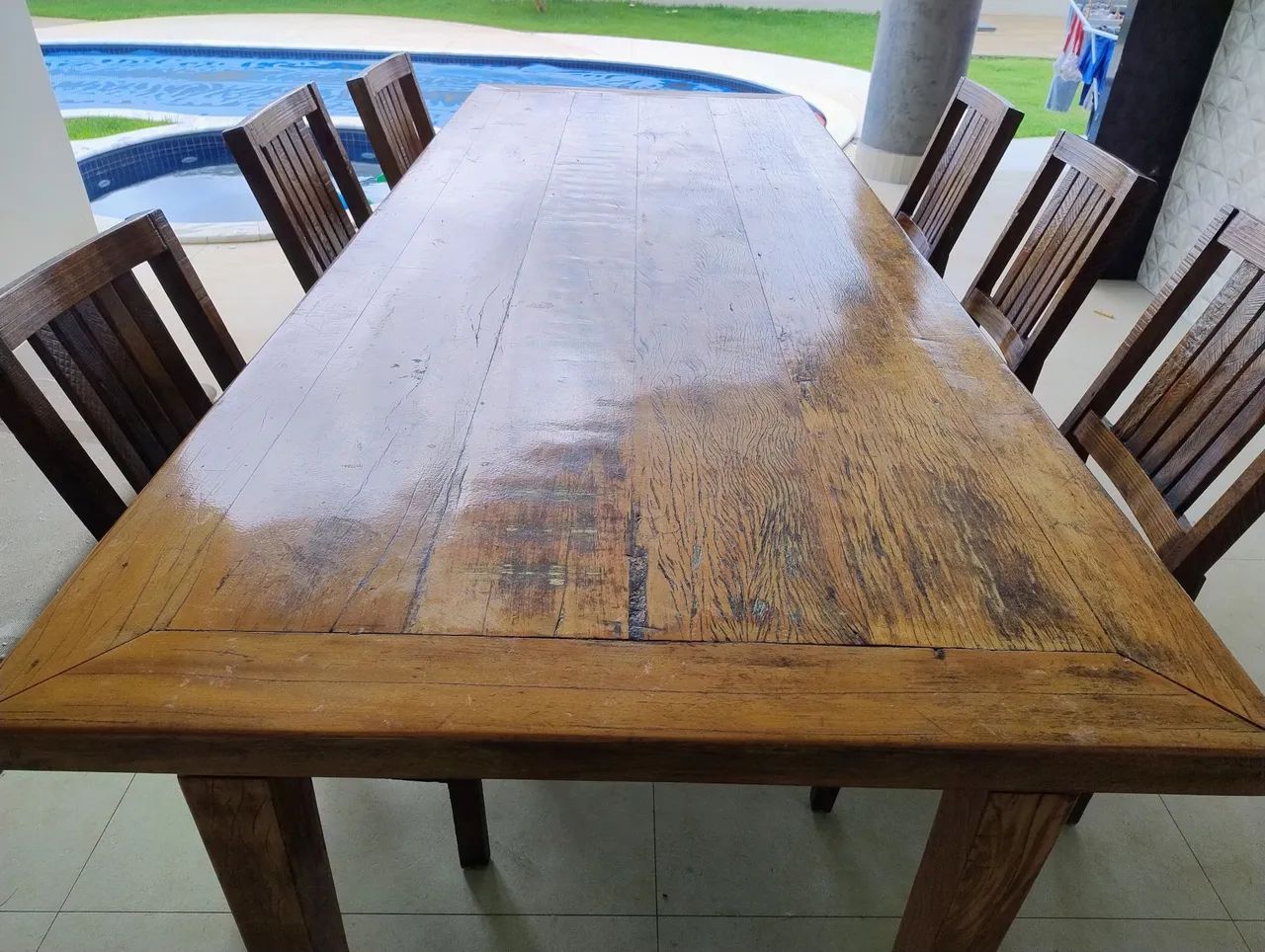 Conjunto de Mesa e Cadeiras de Madeira para Área Externa - Foto 4