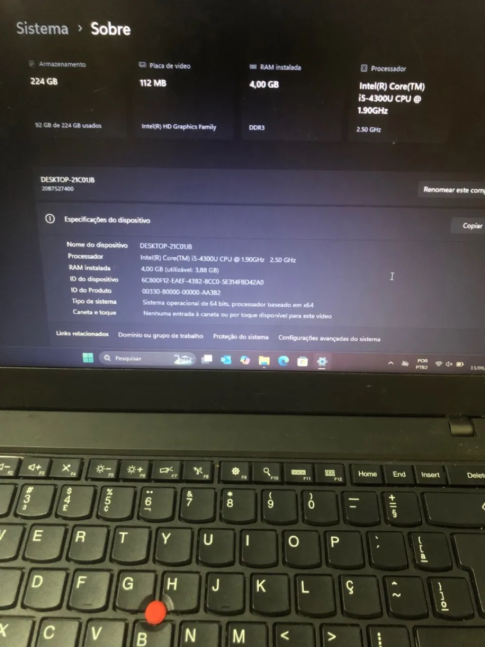 Notebook Lenovo i5 4GB RAM