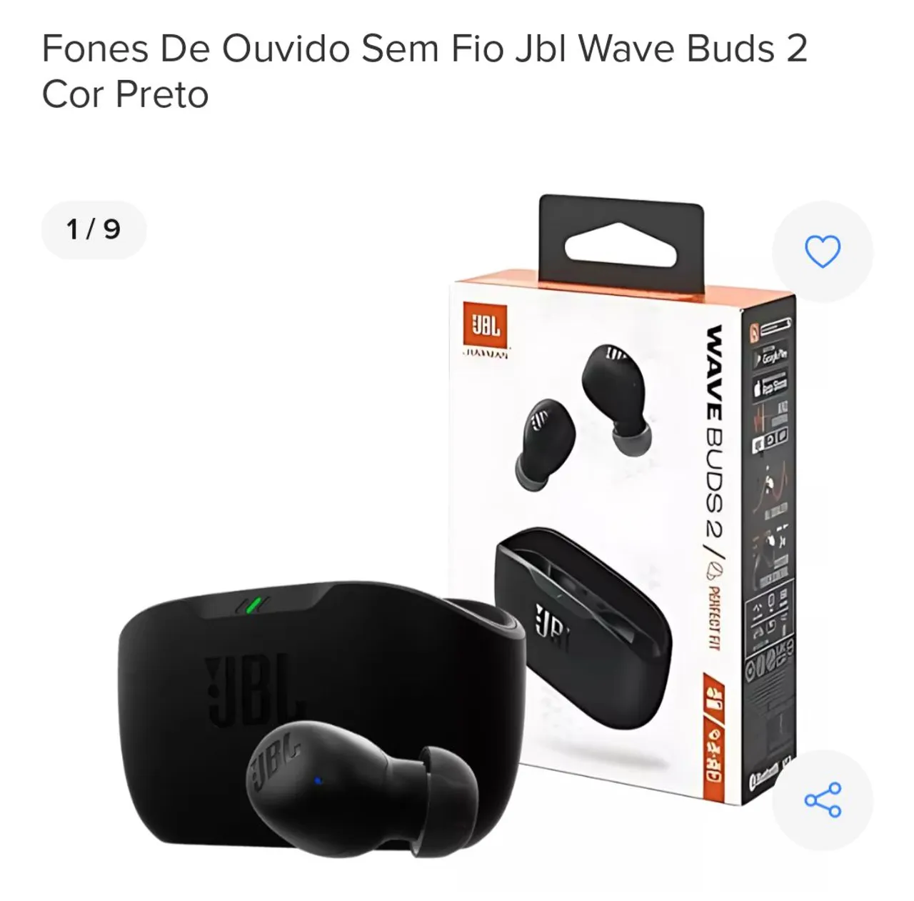 Fone de Ouvido Sem Fio JBL Wave Buds 2 Preto