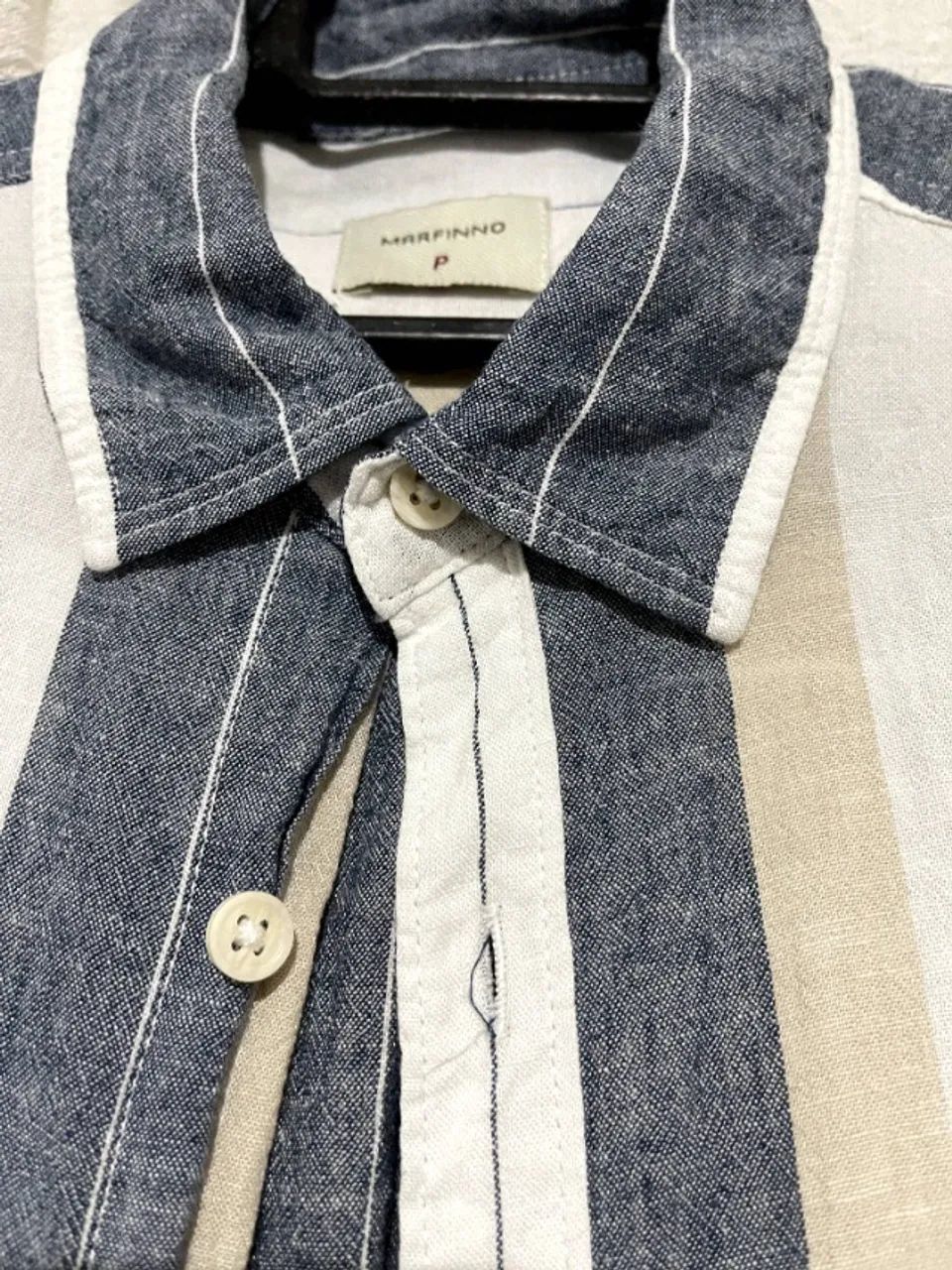 Camisa Listrada com Verde (Renner) - Linho P - Foto 3