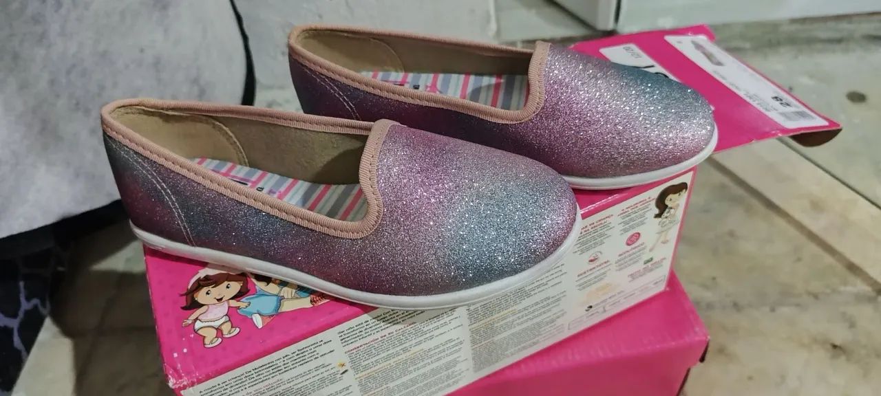 Sapatilhas Glitter Infantil - Rosa e Azul