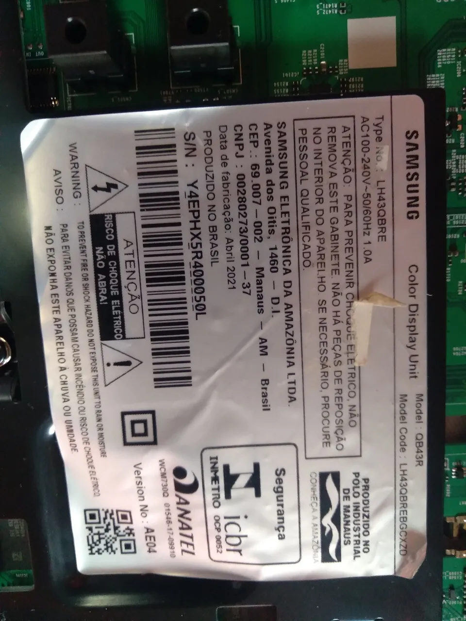 Peças para TV Samsung LH43QBRE - Placa Lógica