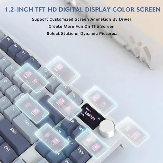 Teclado Gamer Mecanico Sem Fio RGB Attack Shark K86 com Tela Multimidia - Foto 5