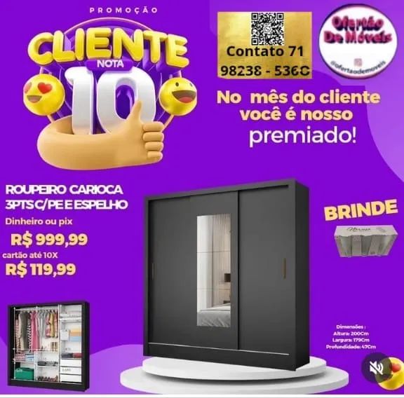 Guarda Roupa Preto/Campeão em Vendas/Entrega Grátis/Tenha hoje o