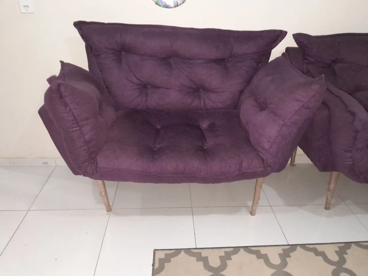 Poltronas Suede Roxo - 3 Peças - Foto 2