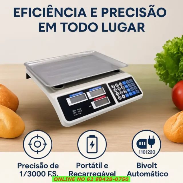 Balança Comercial Digital Eletrônica 40kg Precisão Mercado Industria Bivolt Cozinha  - Foto 3