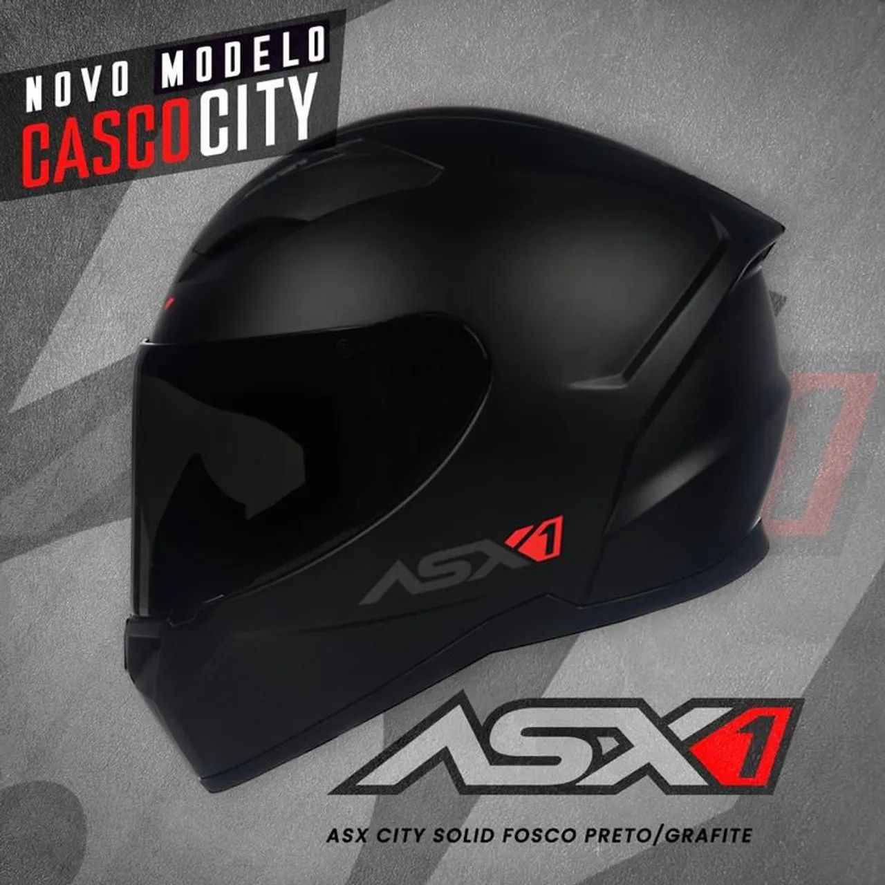 Capacete ASX City Solid Fosco Preto/Grafite - Novo