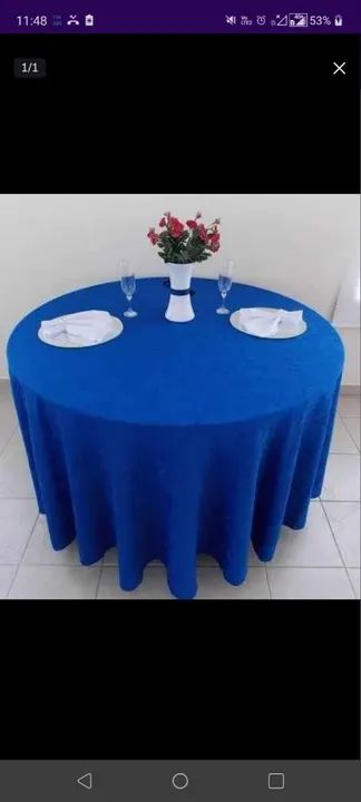 TOALHA DE CETIM - AZUL ROYAL -  PARA MESAS REDONDAS