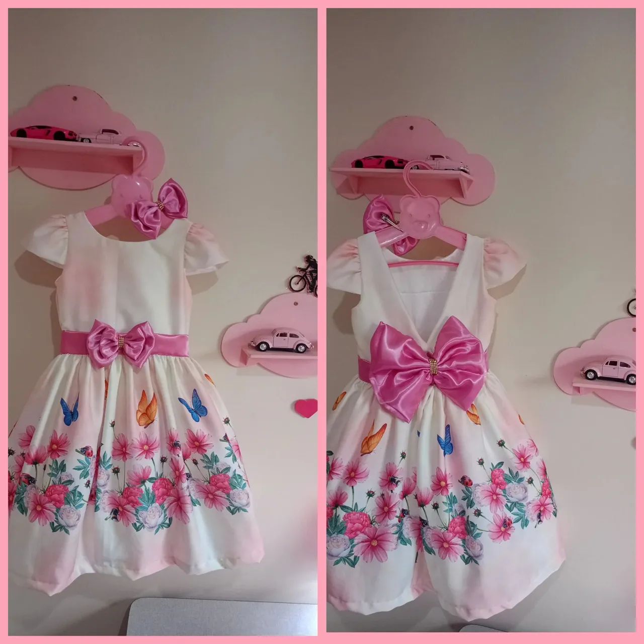 Vestido Infantil Rosa com Flores