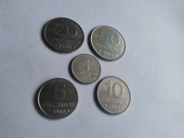 Moedas de cruzeiro década de 80 - coleção completa