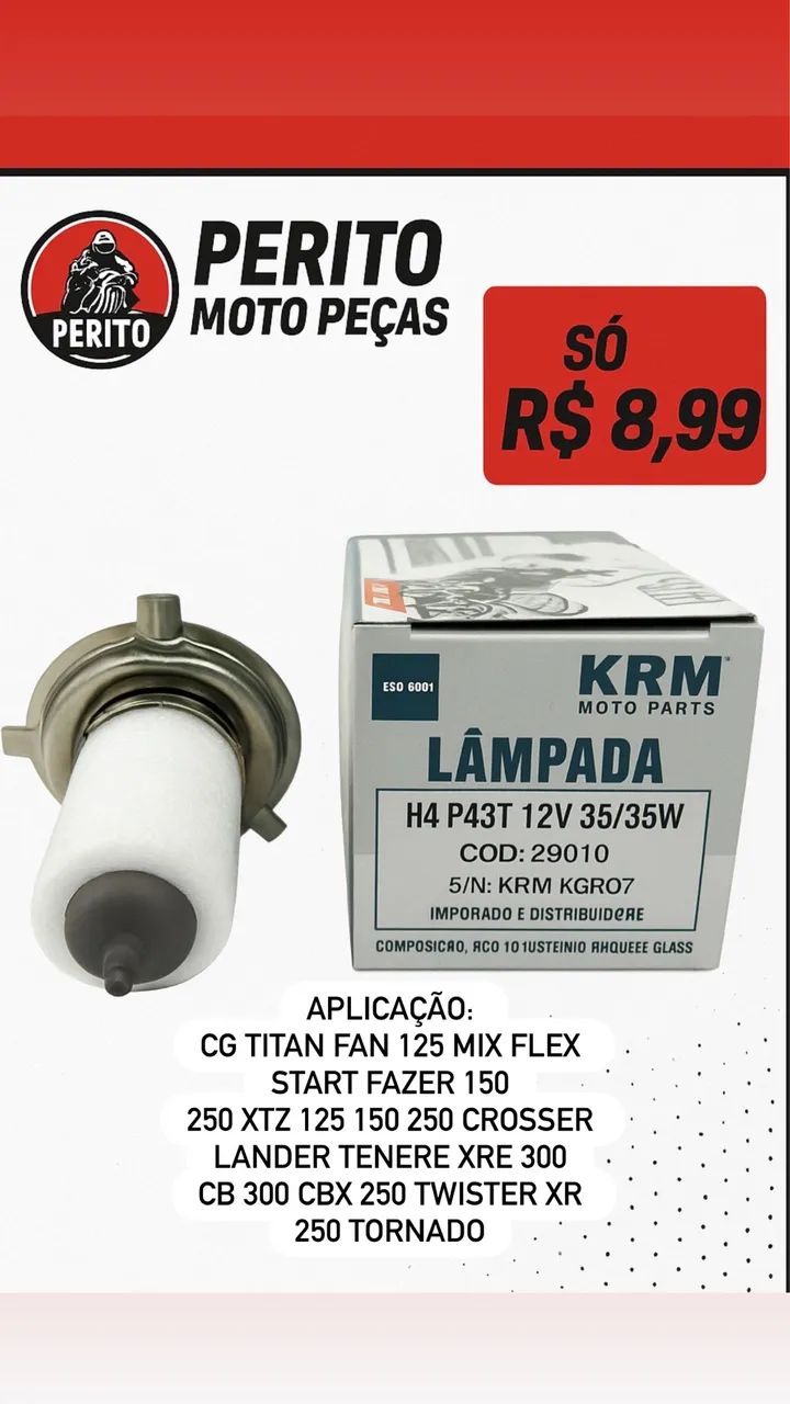 Lâmpada farol de moto 