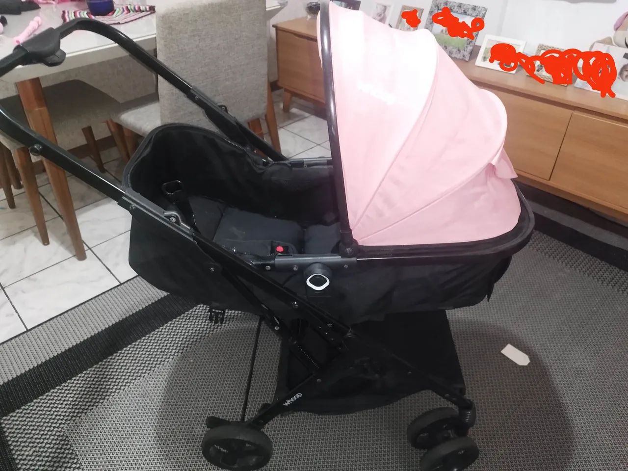 Carrinho Rosa de Bebê Reversível Galzerano Whoop - até 15kg - Foto 4