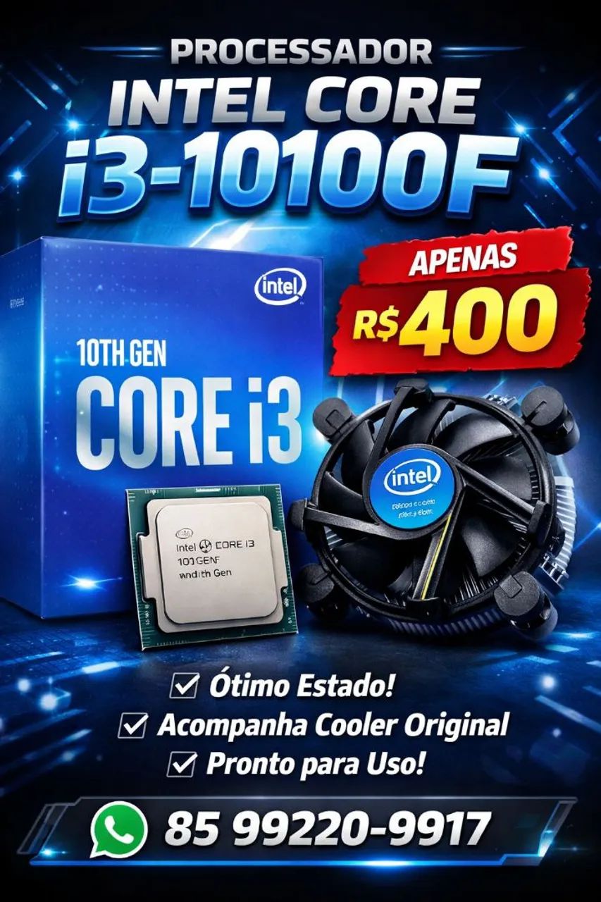 Processador Intel Core i3 10100F - Ótimo Estado