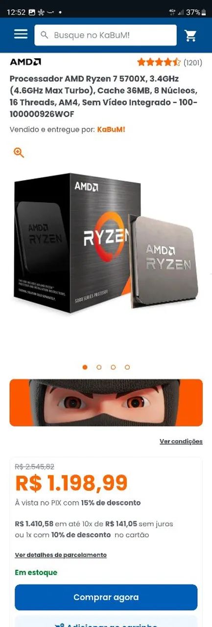 Processador AMD Ryzen 5700x  ESTADO DE ZERO ! Apenas Testado<br> - Foto 5